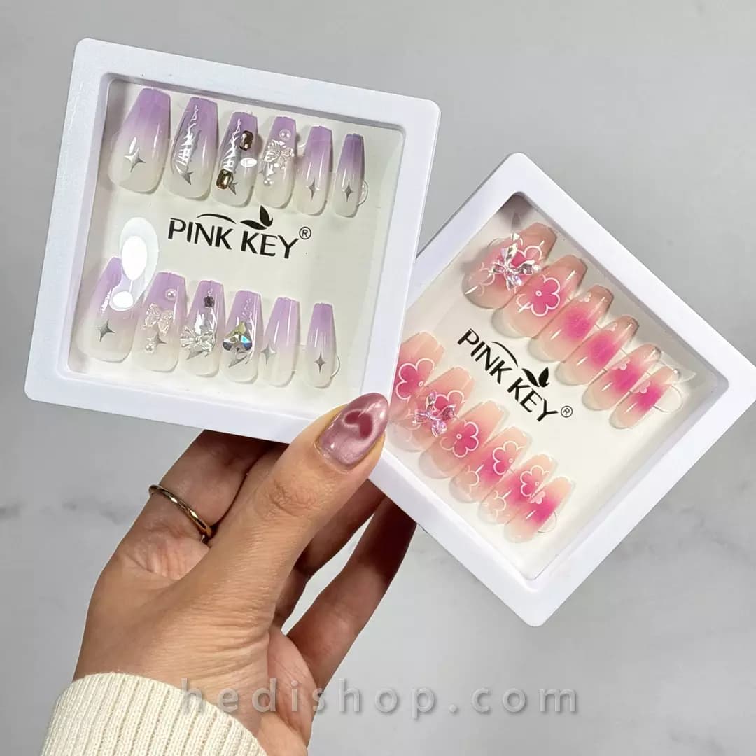 ناخن طرح دار مصنوعی پینک کی Pink Key