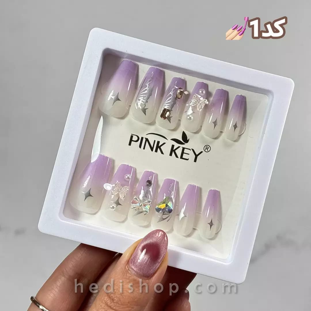 ناخن طرح دار مصنوعی پینک کی Pink Key — تصویر ۲