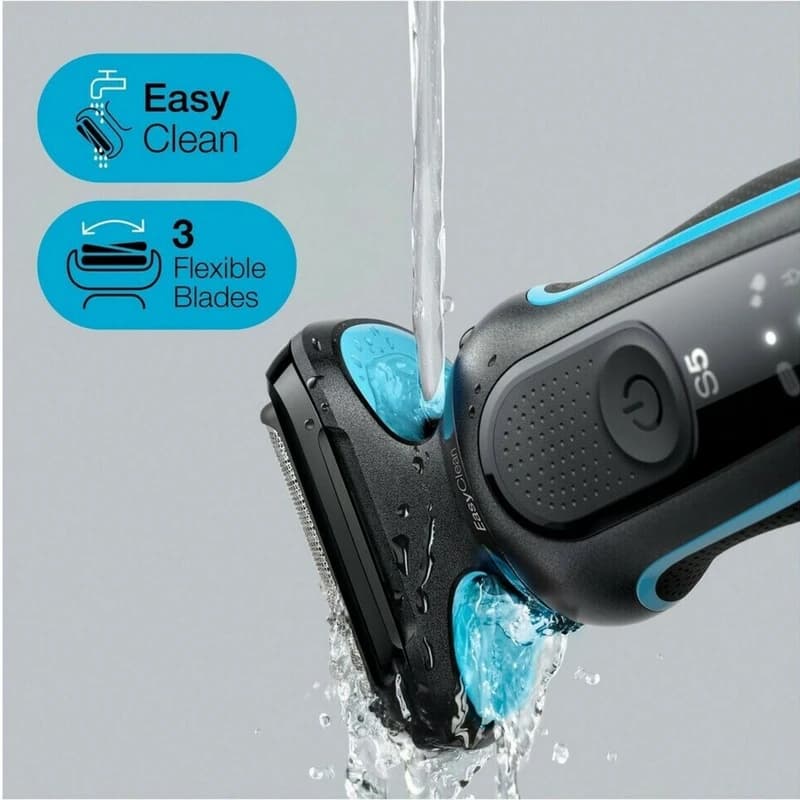 ماشین اصلاح براون سری 5 مدل 51M1000s اصل | EasyClean با ۳ تیغه منعطف و Wet & Dry — تصویر ۴