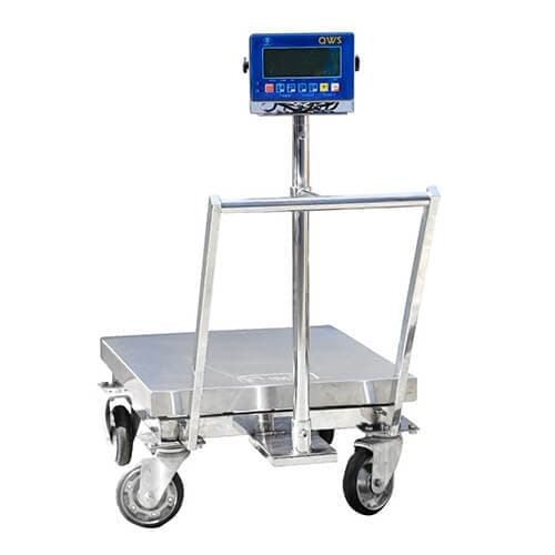 باسکول بی نظیر 600 کیلویی تمام استیل مدل MBH601LSS نمایشگر SB61 پرینتردار چرخ دار