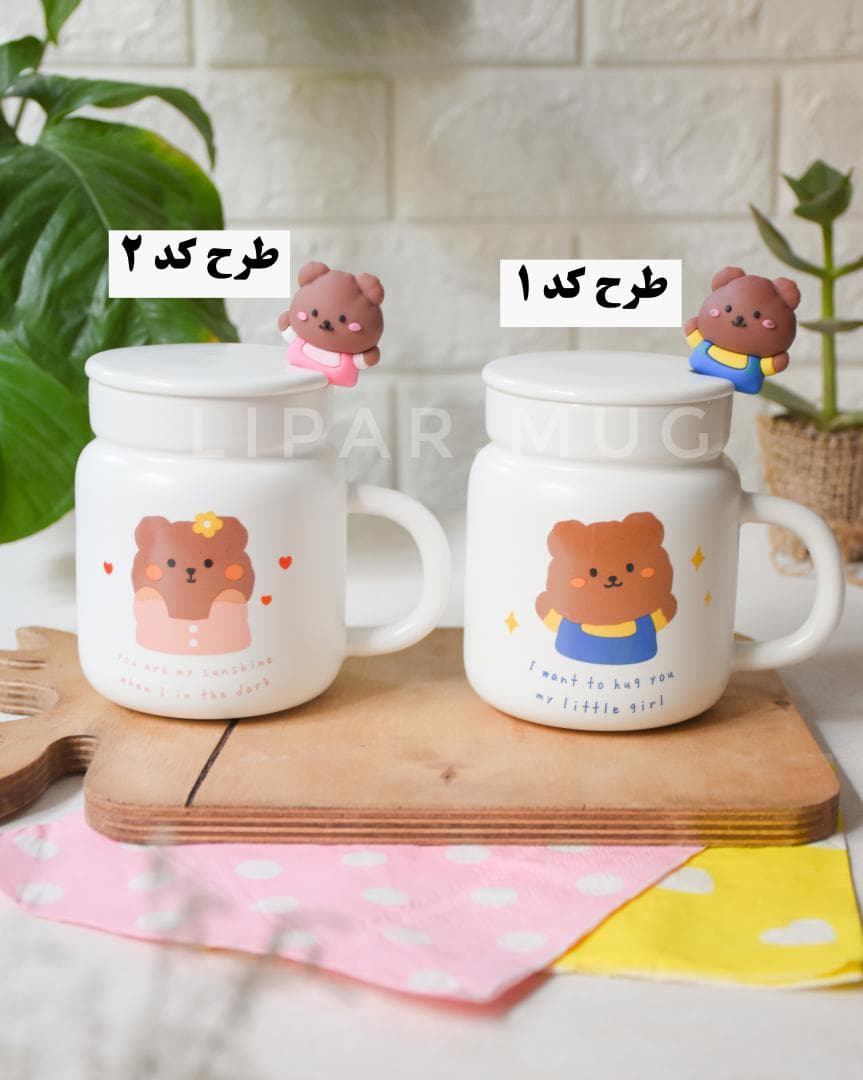 ماگ خمره ای طرح تدی قهوه ای — تصویر ۴