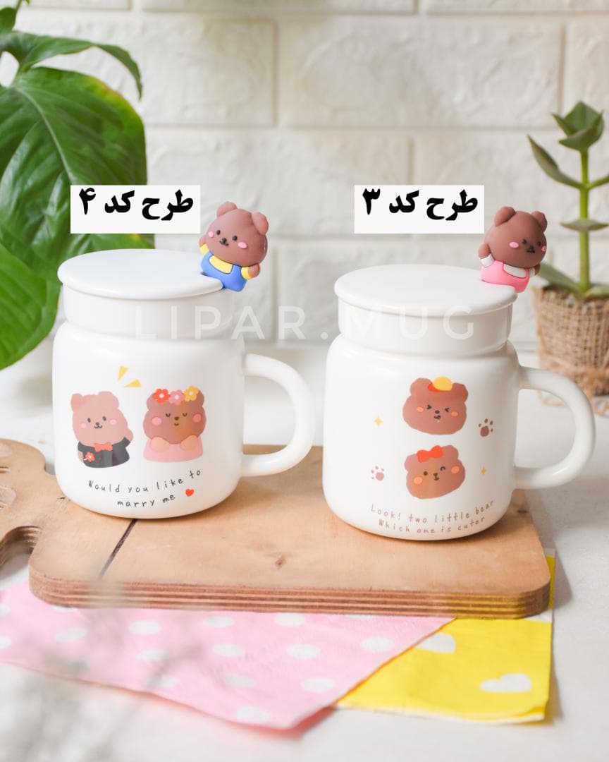 ماگ خمره ای طرح تدی قهوه ای — تصویر ۲