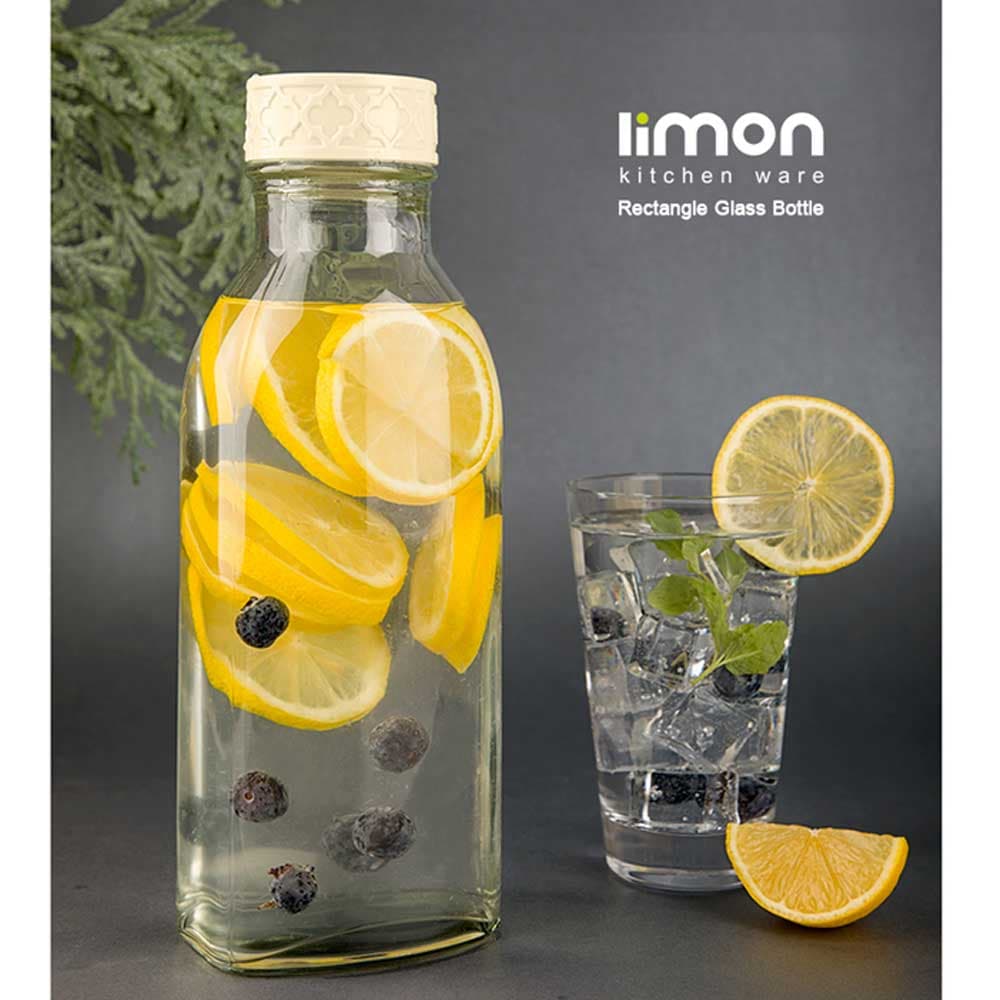 بطری شیشه ای چهارگوش لیمون