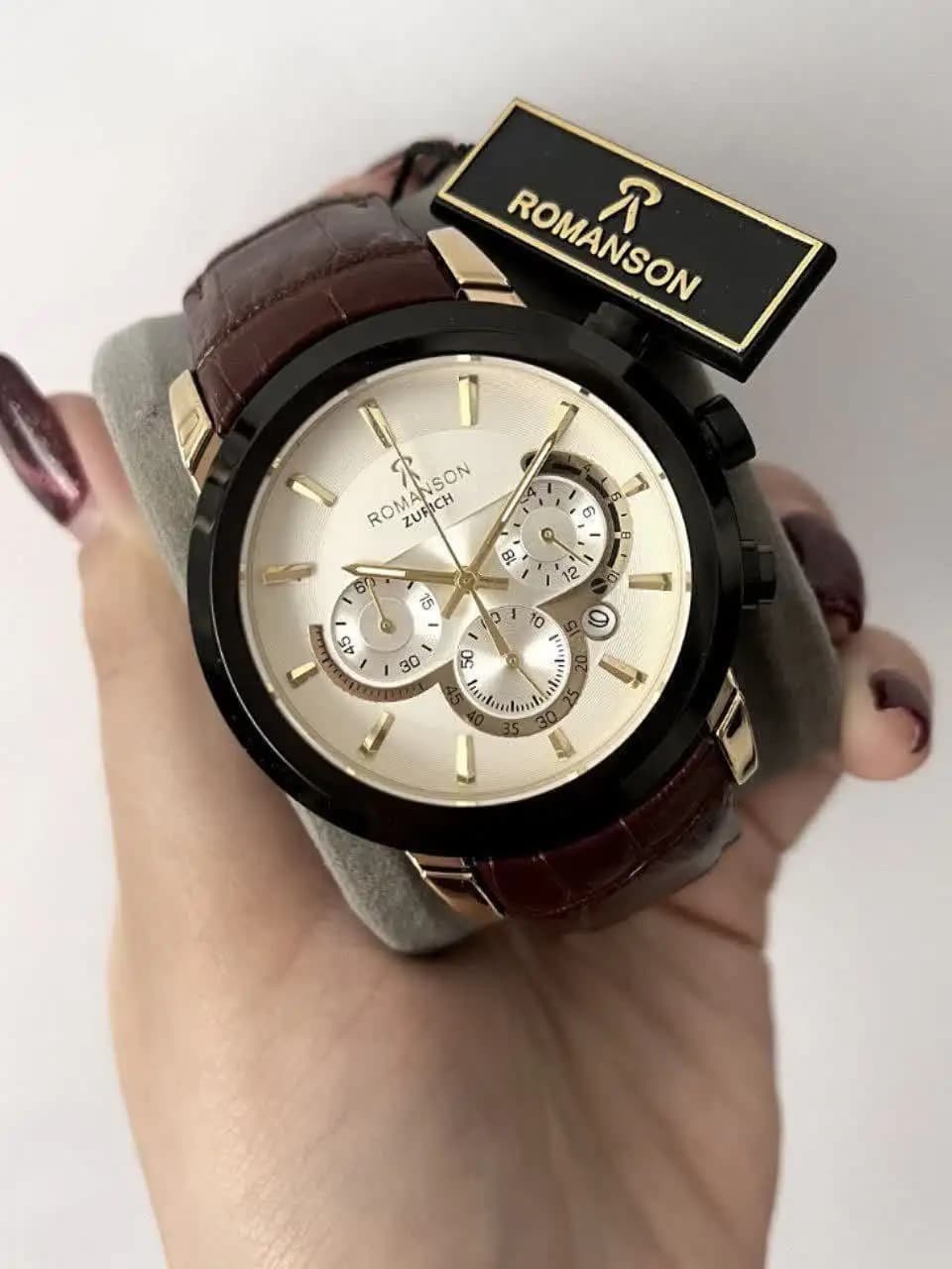 ساعت مردونه رومانسون زوریخ (مشکی صفحه سفید) کد 4060