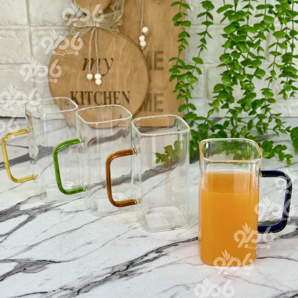 ماگ پیرکس مربع دسته رنگی 6*12 — تصویر ۲