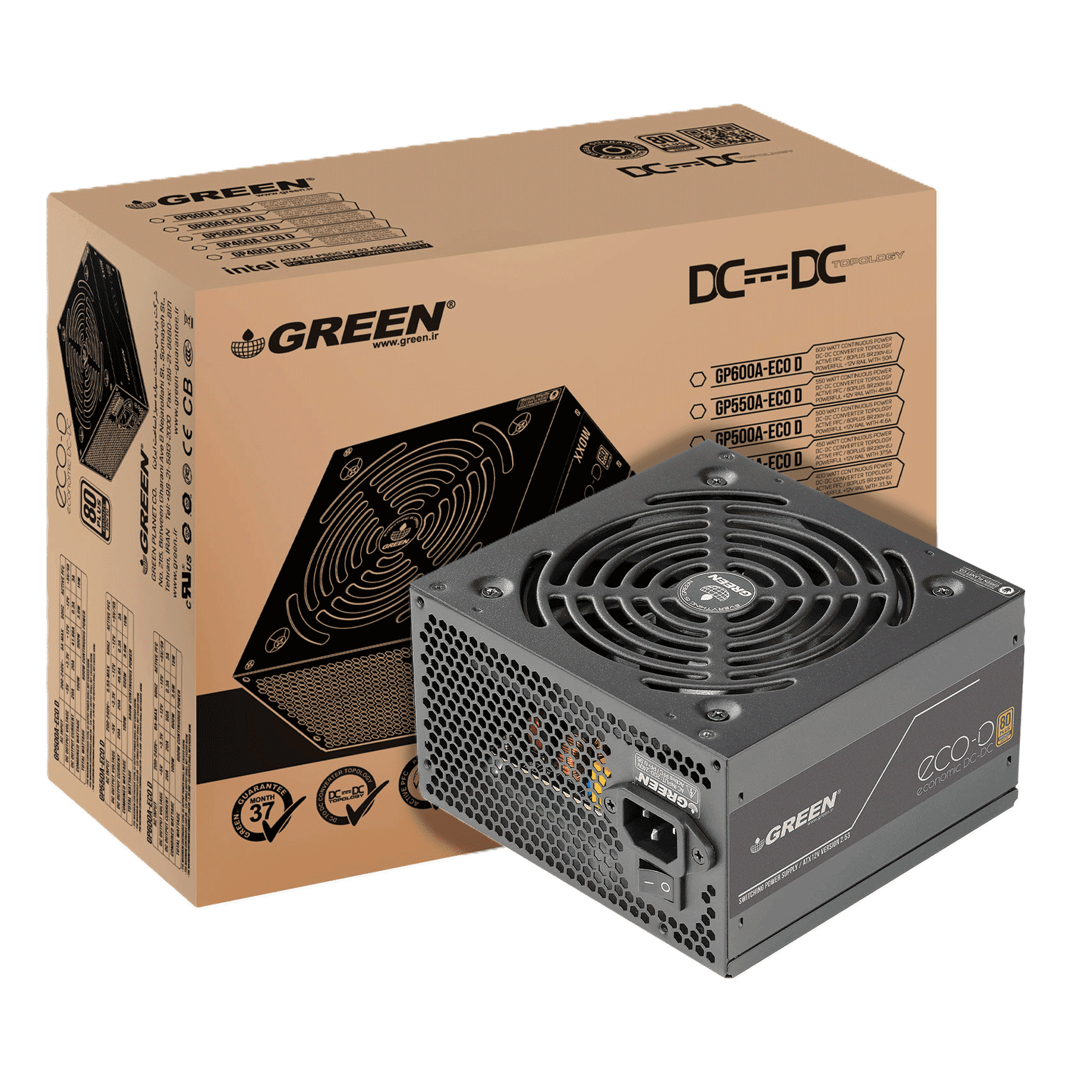پاور غیر ماژولار گرین مدل GP350A-ECO Plus 350W