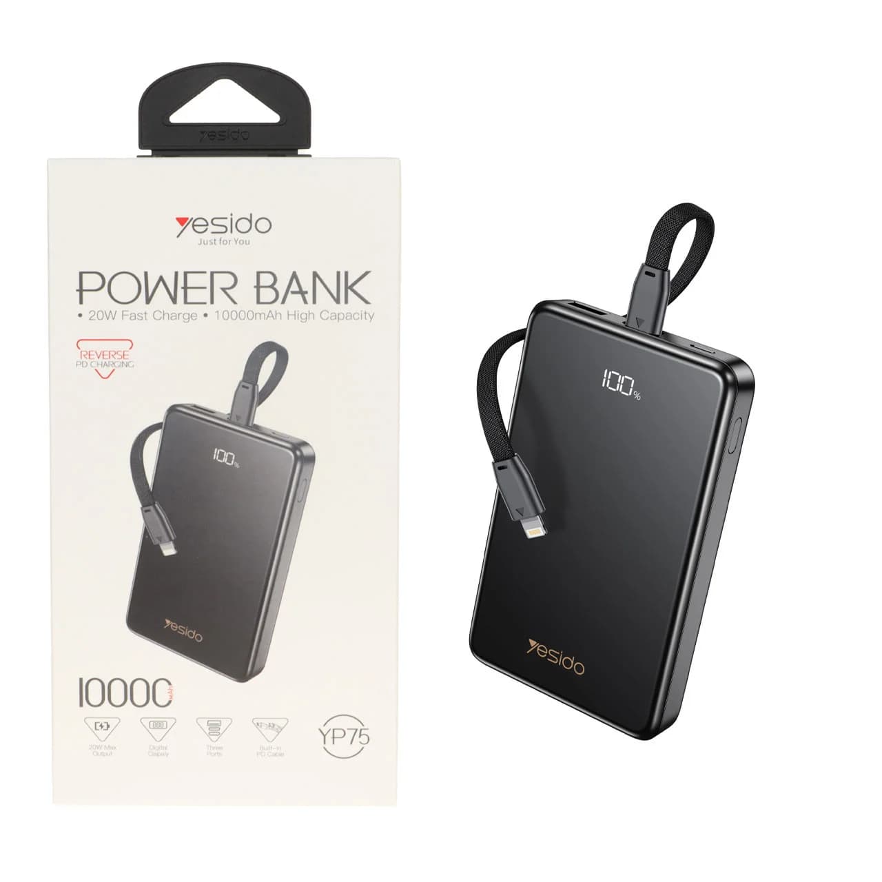 پاوربانک فست شارژ Yesido 20W 10000mAh مدل YP75