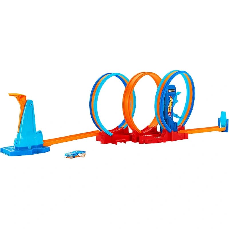 پیست جذاب Hot Wheels با سه لوپ و یک ماشین مسابقه‌ای
