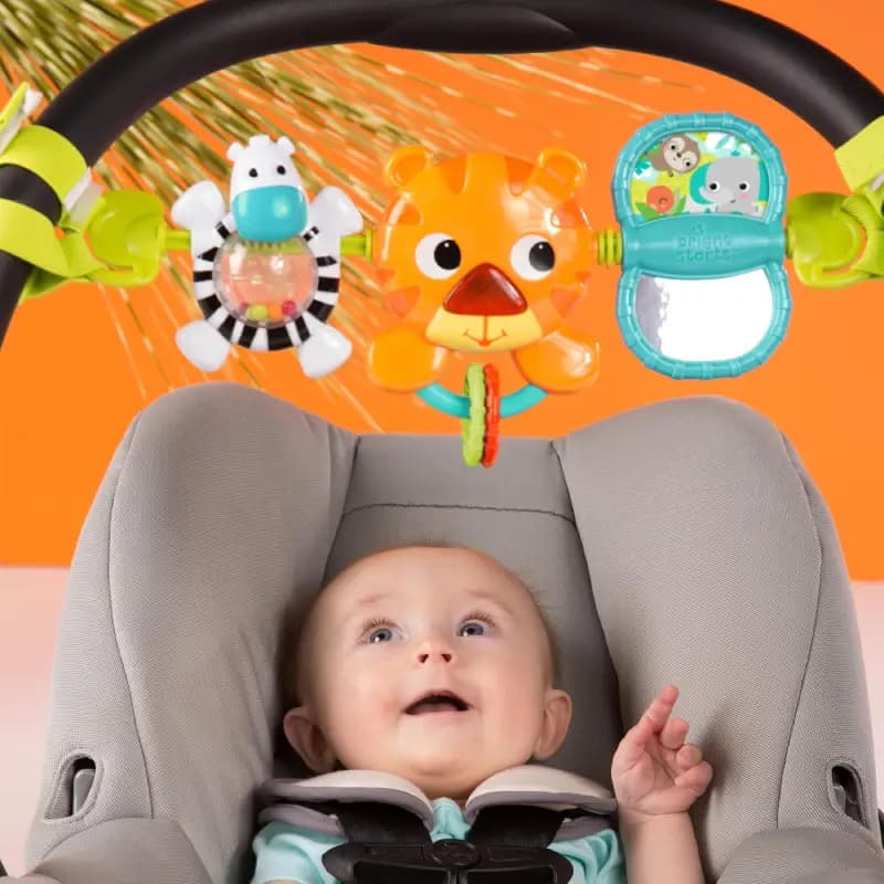 آویز بازی موزیکال Bright Starts برای کریر، مناسب برای نوزادان و بالاتر، چندرنگ — تصویر ۶