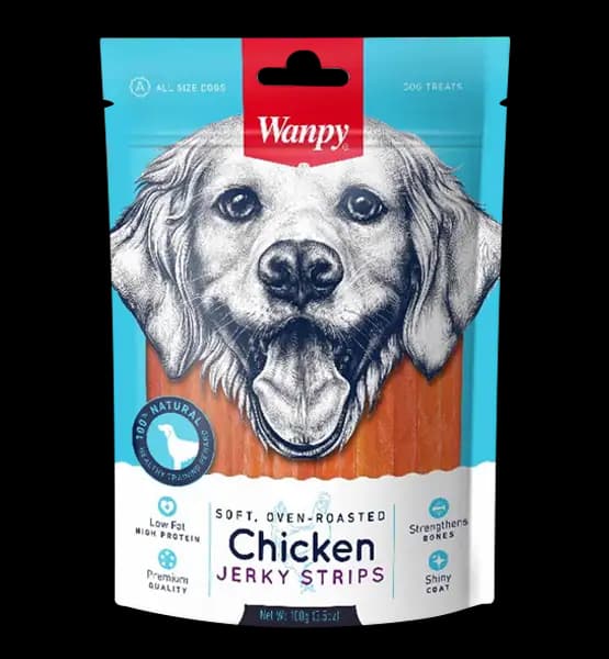 تشویقی سگ ونپی با طعم مرغ وزن 100 گرم | Dog Treat Wanpy Chicken Jerky Strips 100 gr — تصویر ۲