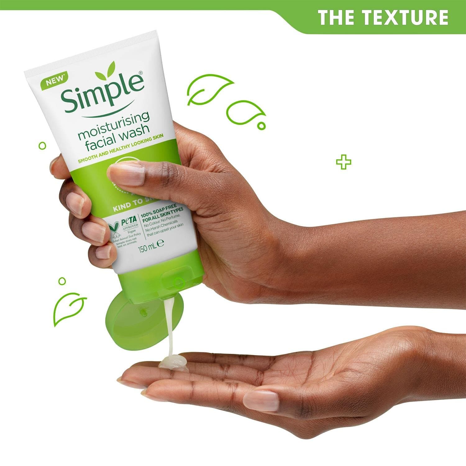 ژل شست‌وشوی مرطوب‌کننده سیمپل Simpleمدل kind to skin شوینده ملایم و آبرسان مناسب پوست‌های خشک، نرمال و حساس حجم 150 میلی لیتر — تصویر ۷