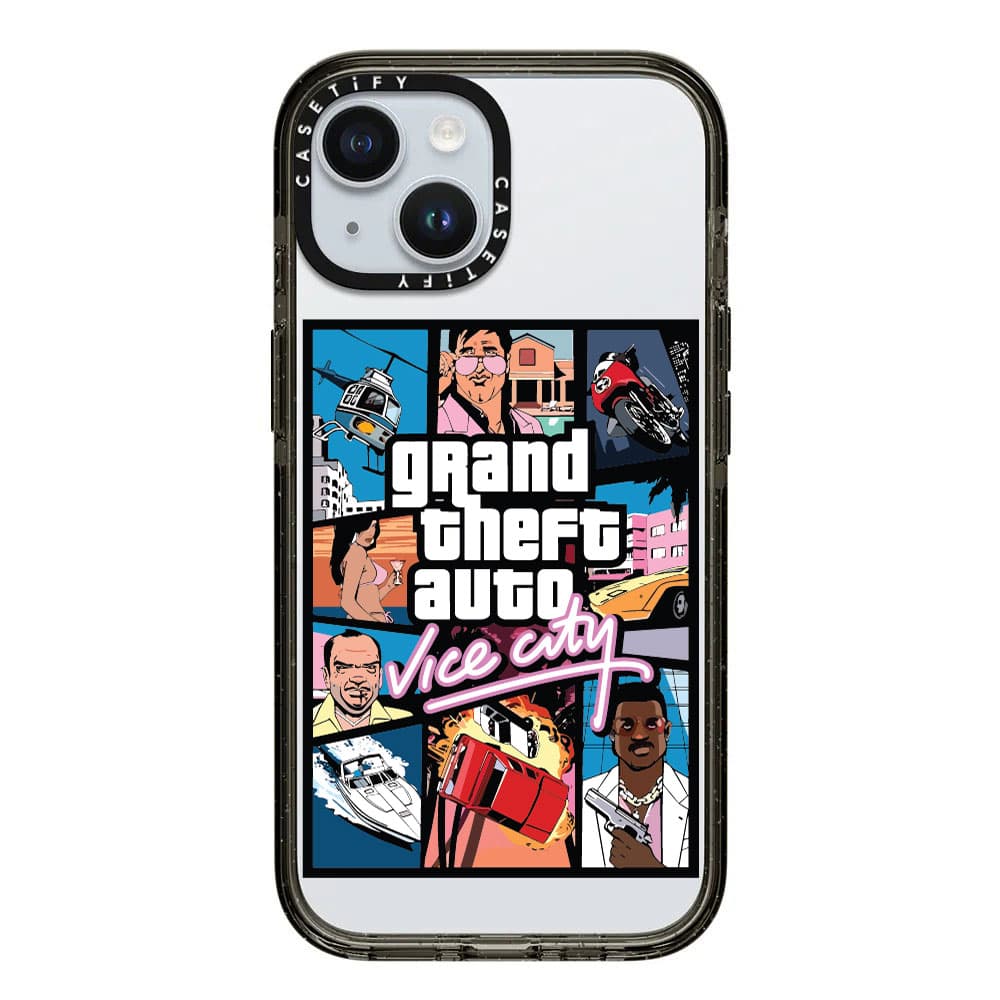 قاب شفاف چاپی سفارشی (کد 0105) مدل جی تی ای – GTA vice city مناسب برای گوشی موبایل سامسونگ Galaxy A06 / A10S / A12 / A13 / A14 / A15 / A16 / A20 / A21S / A22 4G / A22 5G / A23 / A24 / A30 / A30S / A31 — تصویر ۲