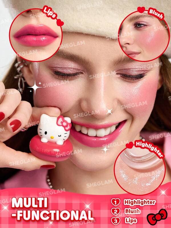 رژگونه کرمی True Love Dewy Multi کالکشن Hello Kitty رنگ Purr-ty شیگلم SHEGLAM — تصویر ۶