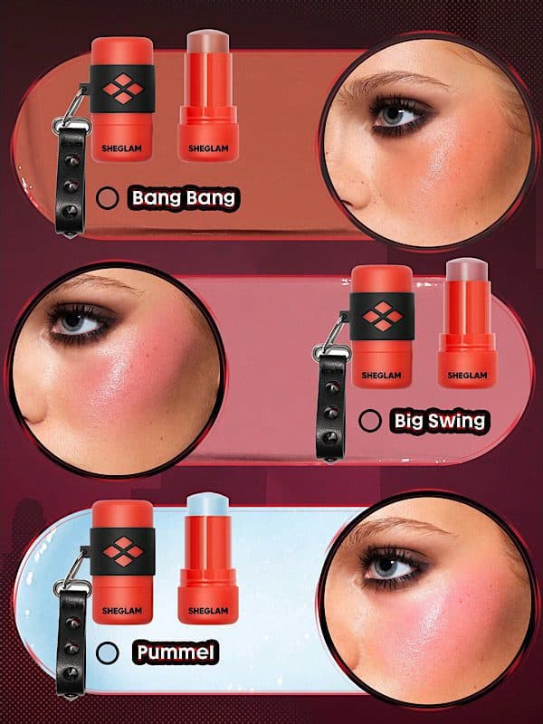 رژگونه استیکی Harley Quinn X SHEGLAM Mischief Mallet – رنگ Bang Bang شیگلم SHEGLAM — تصویر ۶