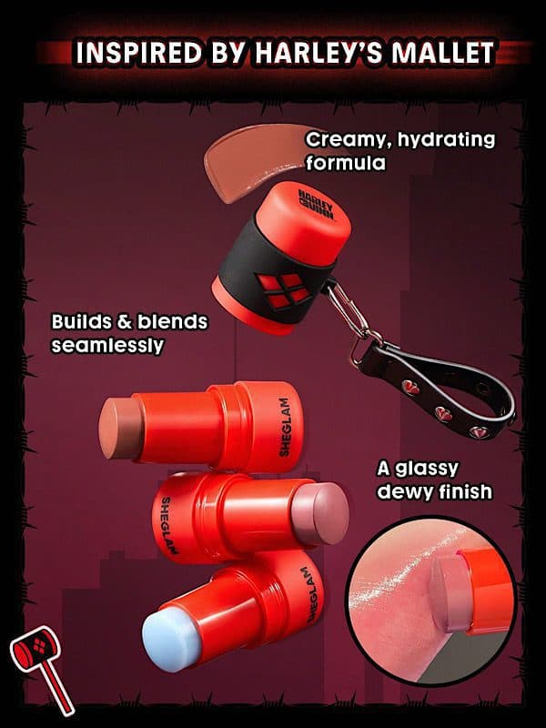 رژگونه استیکی Harley Quinn X SHEGLAM Mischief Mallet – رنگ Bang Bang شیگلم SHEGLAM — تصویر ۸