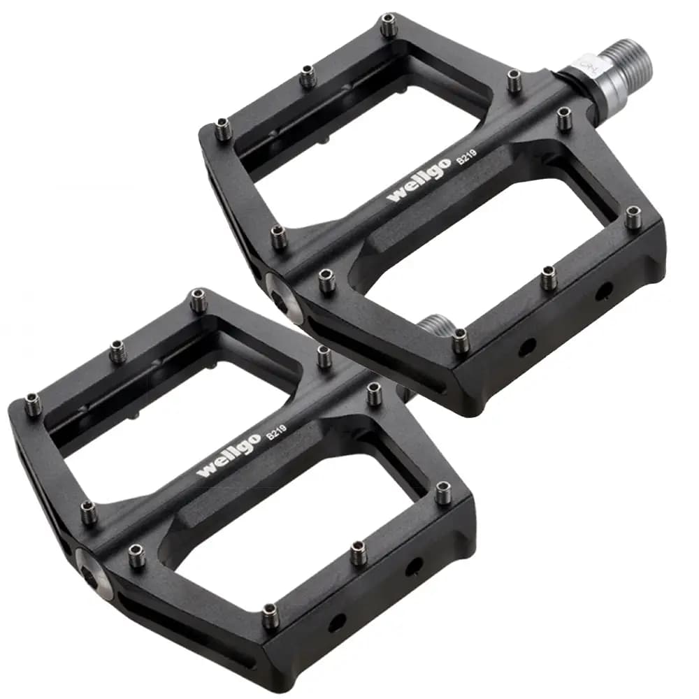 خرید رکاب پدال پهن میخ دار Wellgo B219 دوچرخه آلومینیوم میخ دار بلبرینگی / Wellgo B219 Axle Cr-Mo Spindle 9/16″ DU Seal Bearing Aluminum Alloy Performance Bicycle Pedals for MTB ATB Road and Fixe