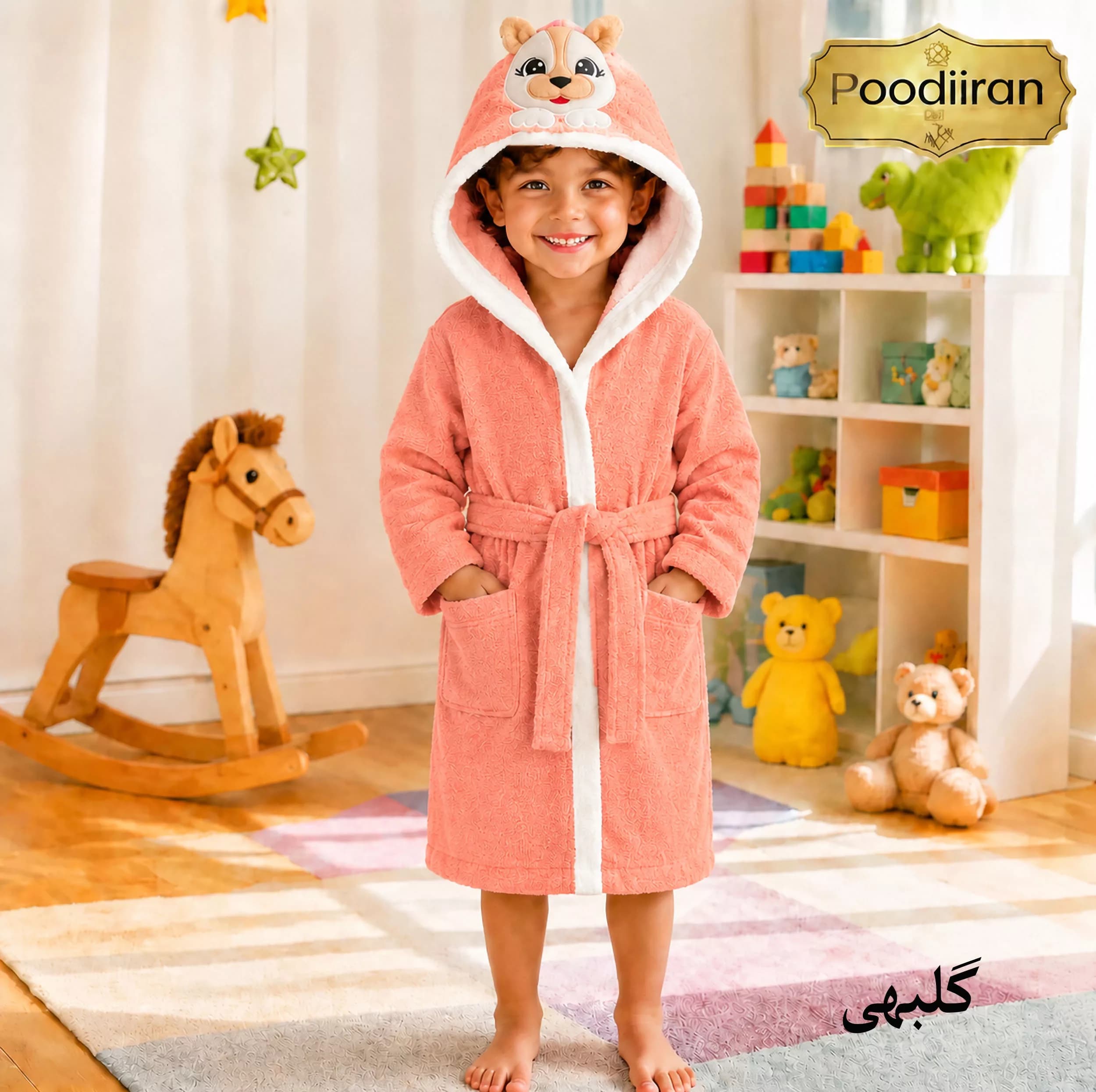 حوله پالتویی کودک و‌ نوزاد پودیران بافت مدل عروسکی سایز 110*130مناسب برای قد 140 تا 160سانتی متر — تصویر ۷
