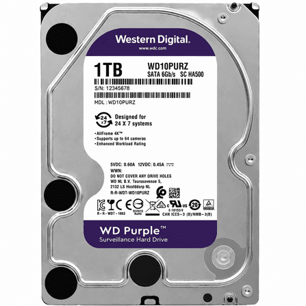 هارد دیسک بنفش 1 ترابایت 2 سال گارانتیWD Purple گرید A شرکتی