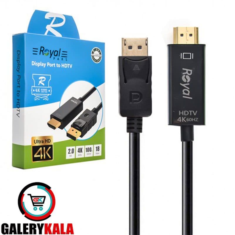کابل DisplayPort به HDMI رویال مدل 4K طول 1.8 متر