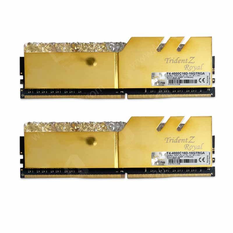 پک 16 گیگ رم GSKILL Trident Z Royal Gold RGB 16GB (8×2) DDR4 4000mhz cl15 استوک — تصویر ۴
