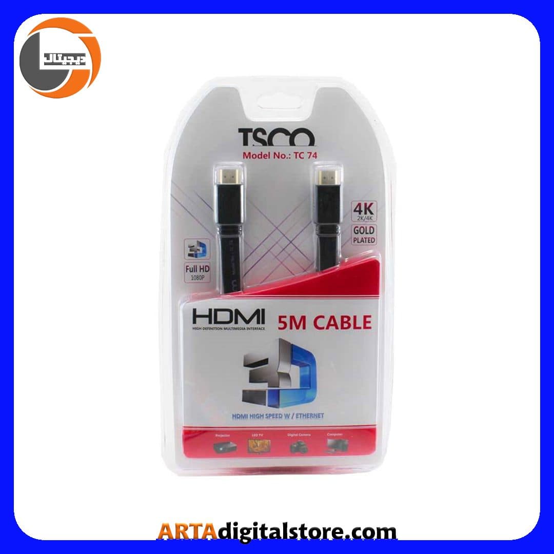 کابل تسکو HDMI Cable TSCO TC-74 Black طول 5m — تصویر ۵