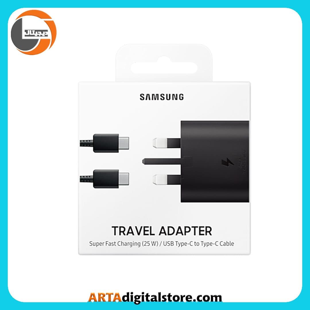 شارژر سه پین 25 وات سامسونگ به همراه کابل Samsung Adapter 3Pin Type-C 25W With Type- C Cable Black — تصویر ۲
