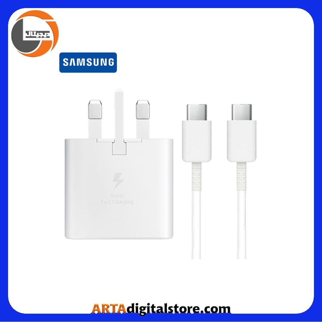شارژر سه پین 25 وات سامسونگ به همراه کابل Samsung Adapter 3Pin Type-C 25W With Type- C Cable White — تصویر ۳