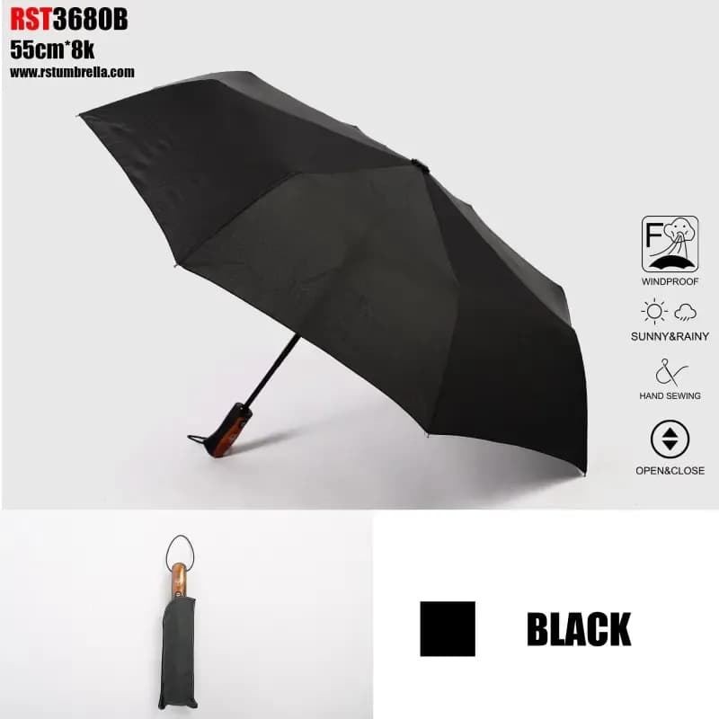 چتر اتوماتیک تاشو برند RST مدل هپی سوان ضد باد 8 فنر با کاور — تصویر ۴
