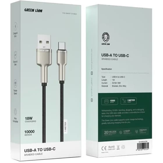 کابل شارژ گرین لاین مدل USB-A به USB-C / ا 18w