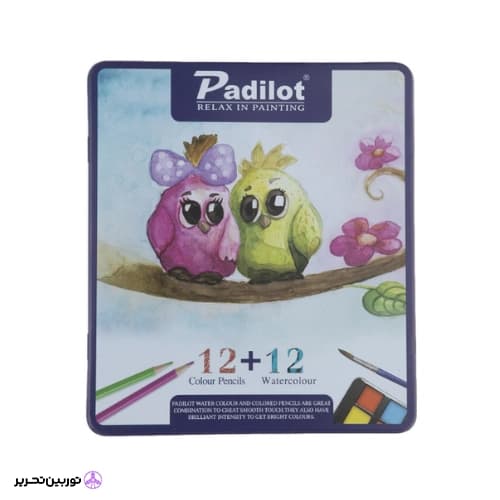 مداد رنگی و آبرنگ 12+12 جعبه فلزی پادیلوت