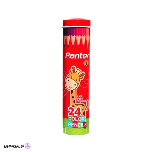 مداد رنگی 24 رنگ جعبه فلزی استوانه ای پنتر