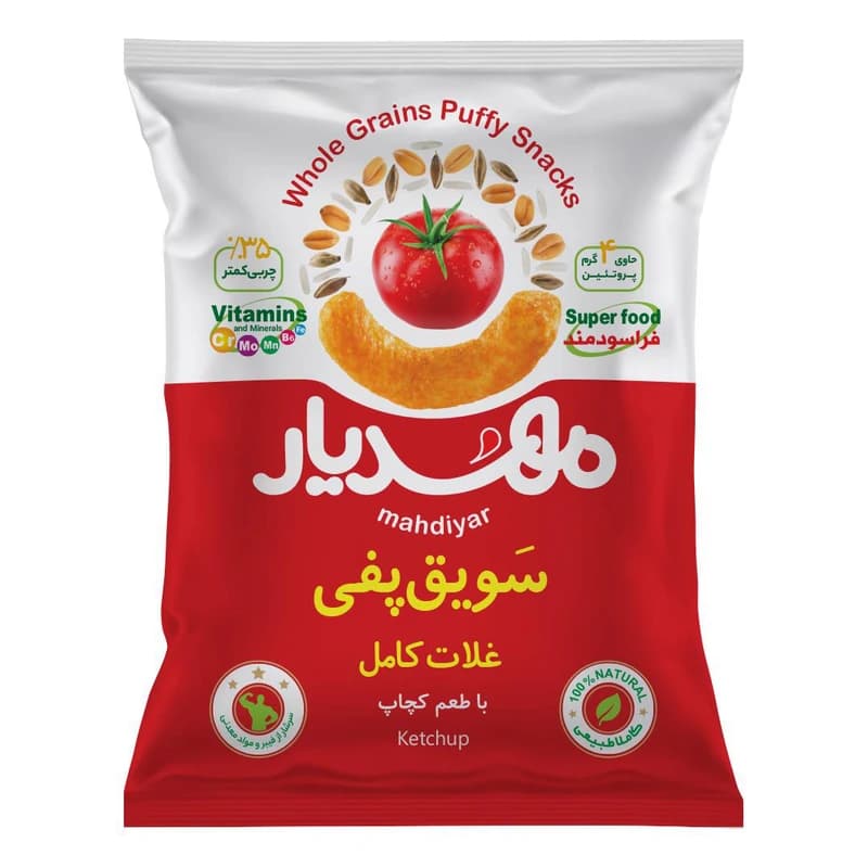 سویق پفی غلات کامل با طعم کچاپ