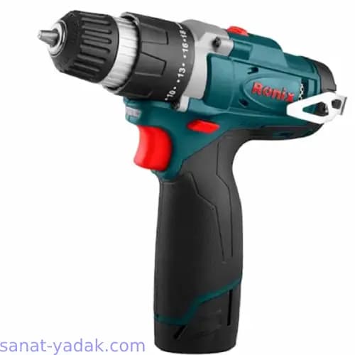 دریل پیچ گوشتی شارژی 12ولت نیم تنه فلزی با آرمیچر دنده برنجی رونیکس مدل Ronix 8812