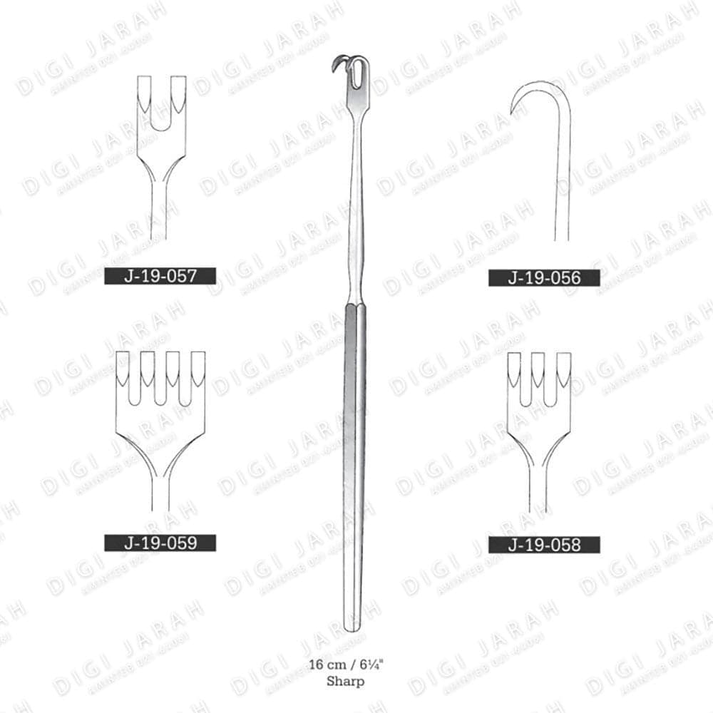 هوک چهار شاخ تیز J-19-059 surgicon 16cm