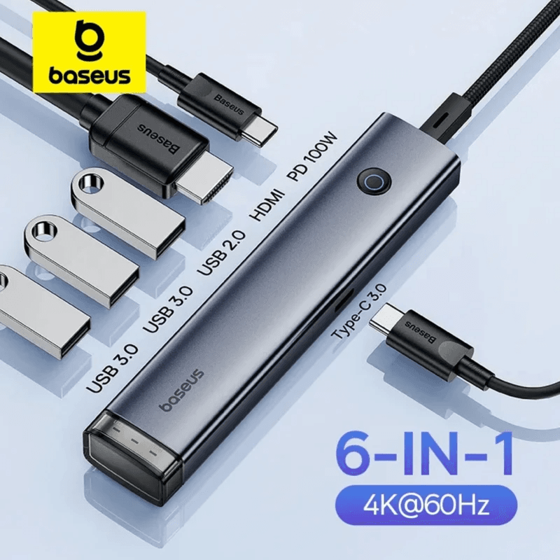 هاب تایپ سی 6 پورت بیسوس Baseus UltraJoy Series HUB AIR BS-OH164 با شارژ 100 وات و HDMI 4K — تصویر ۵