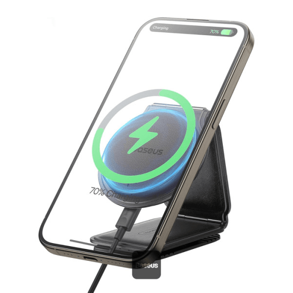 هولدر و نگهدارنده و شارژر وایرلس مگنتی بیسوس Baseus C02 Mega Magnetis Wireless Charging Car Mount BS-CM042 با پشتیبانی از Qi 2.0 و 15 وات — تصویر ۲