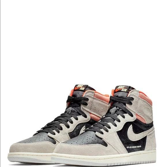 نایک ایر جردن 1 ساقدار چرمی جیر طوسی مشکی Nike jordan 1 suede leather — تصویر ۲
