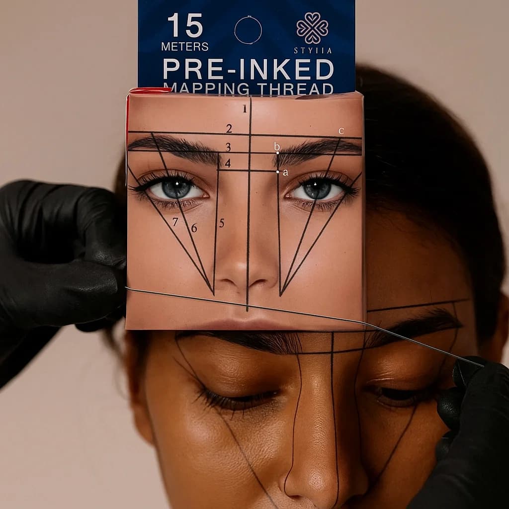نخ طراحی ابرو پیشرنگ شده STYLIA مدل ۱۵ متری مخصوص قرینهسازی حرفهای — تصویر ۳
