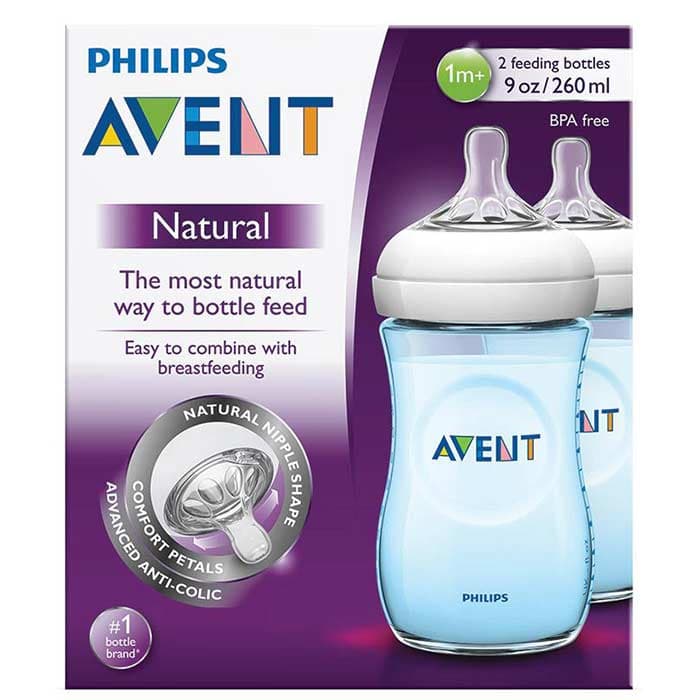 شیشه شیر طلقی 260 میلی لیتری Natural دوقلو آبی — تصویر ۲