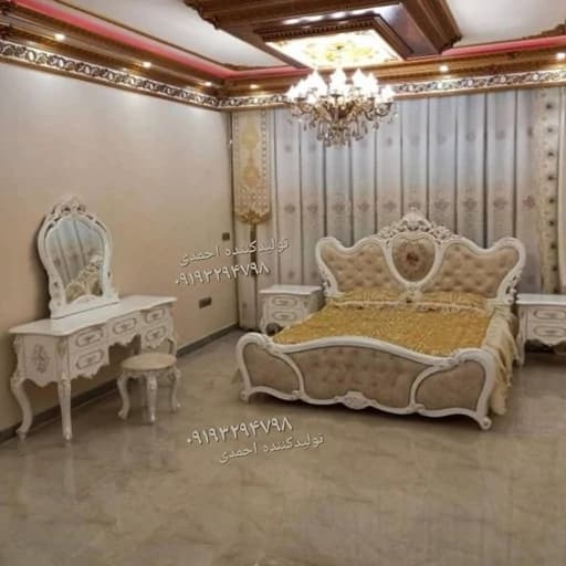 سرویس خواب دونفره منبتی سفید مبلمان فرنا مدل 1142855