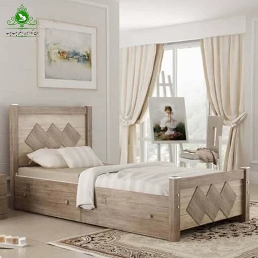 تخت خواب یک نفره مدل لوزی مبلمان فرنا مدل 1142774