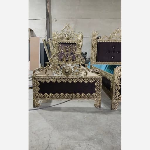 تخت خواب طرح برنجی یک نفره مبلمان فرنا مدل 1142769