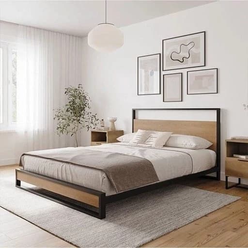 تخت خواب یک و دو نفره چوب و فلز طرح ماهور با ارسال از کرج و پس کرایه مبلمان فرنا مدل 1142763