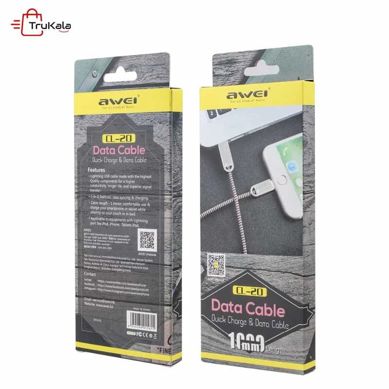 کابل شارژر Awei آیفون مدل CL-20 — تصویر ۲