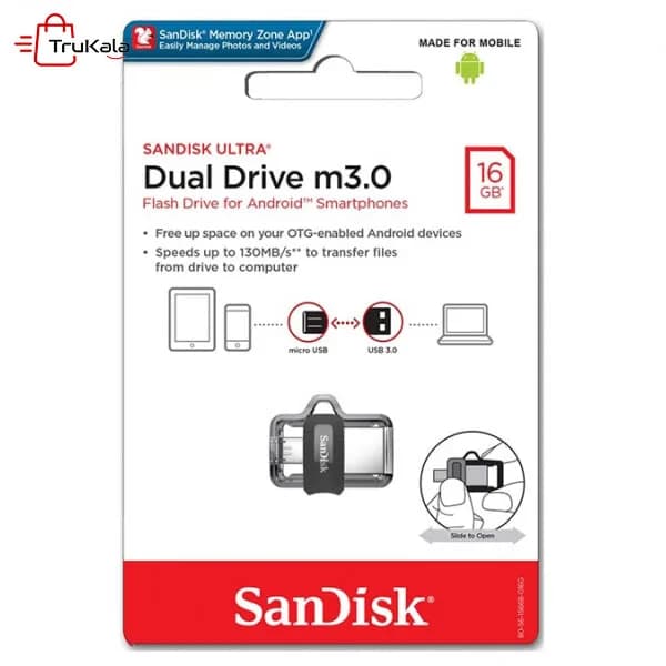 فلش مموری سن دیسک 32 گیگابایت مدل Ultra Dual Drive M3.0 — تصویر ۶