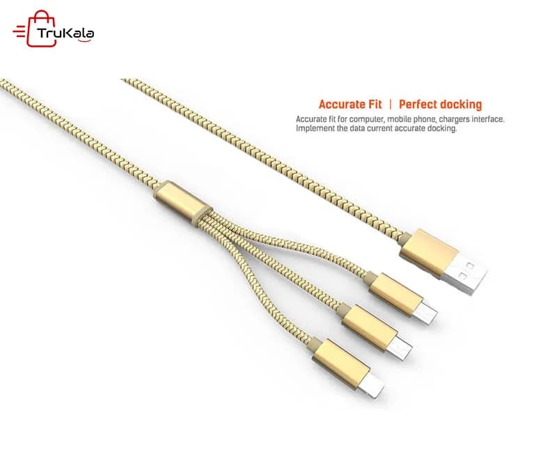 کابل تبدیل USB به MicroUSB و لایتنینگ الدینیو مدل LC85 3 In 1 — تصویر ۵