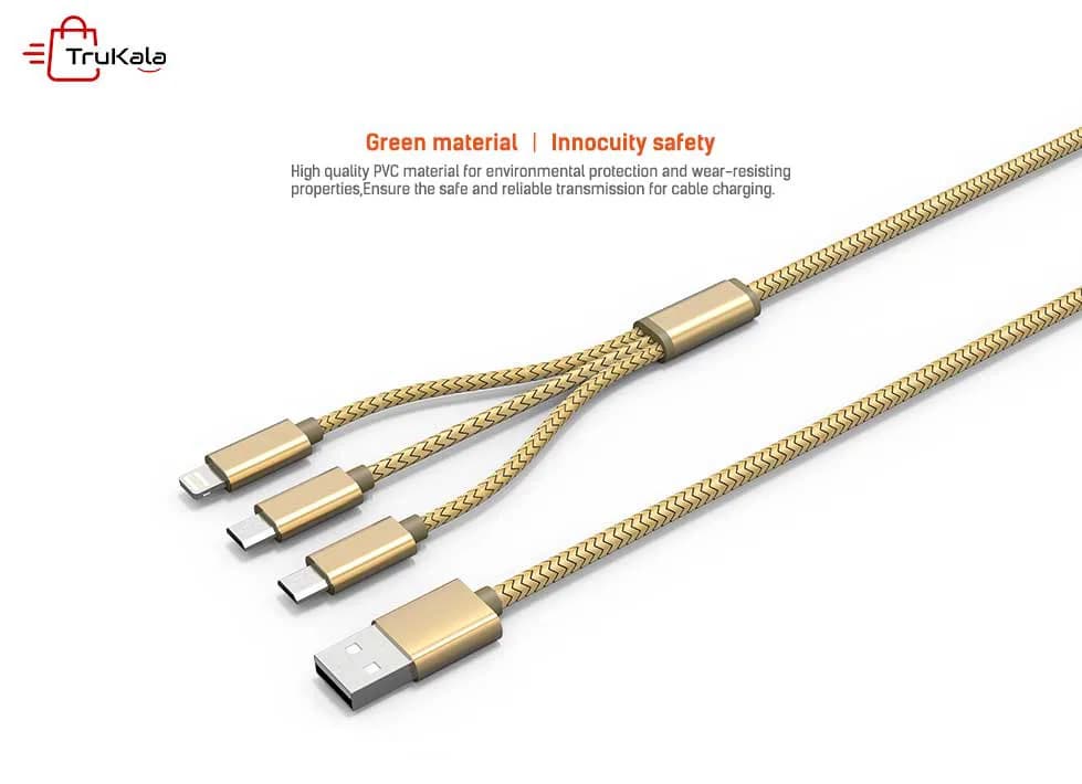 کابل تبدیل USB به MicroUSB و لایتنینگ الدینیو مدل LC85 3 In 1 — تصویر ۶