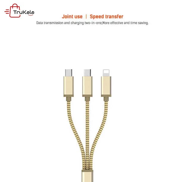 کابل تبدیل USB به MicroUSB و لایتنینگ الدینیو مدل LC85 3 In 1 — تصویر ۴