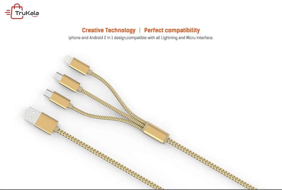 کابل تبدیل USB به MicroUSB و لایتنینگ الدینیو مدل LC85 3 In 1 — تصویر ۷
