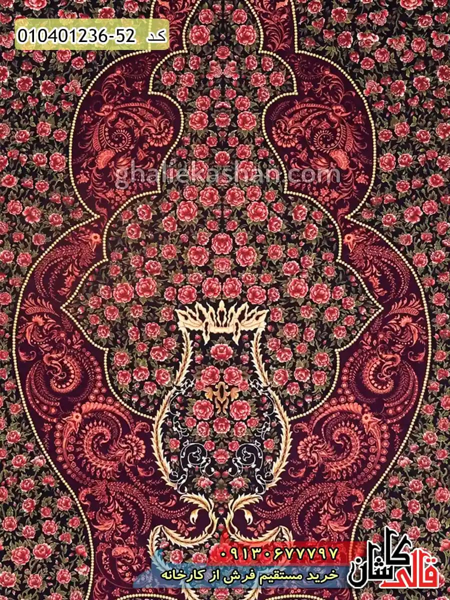 فرش 1200 شانه اصیل طرح کرمان انار زمینه قرمز کاشان — تصویر ۵
